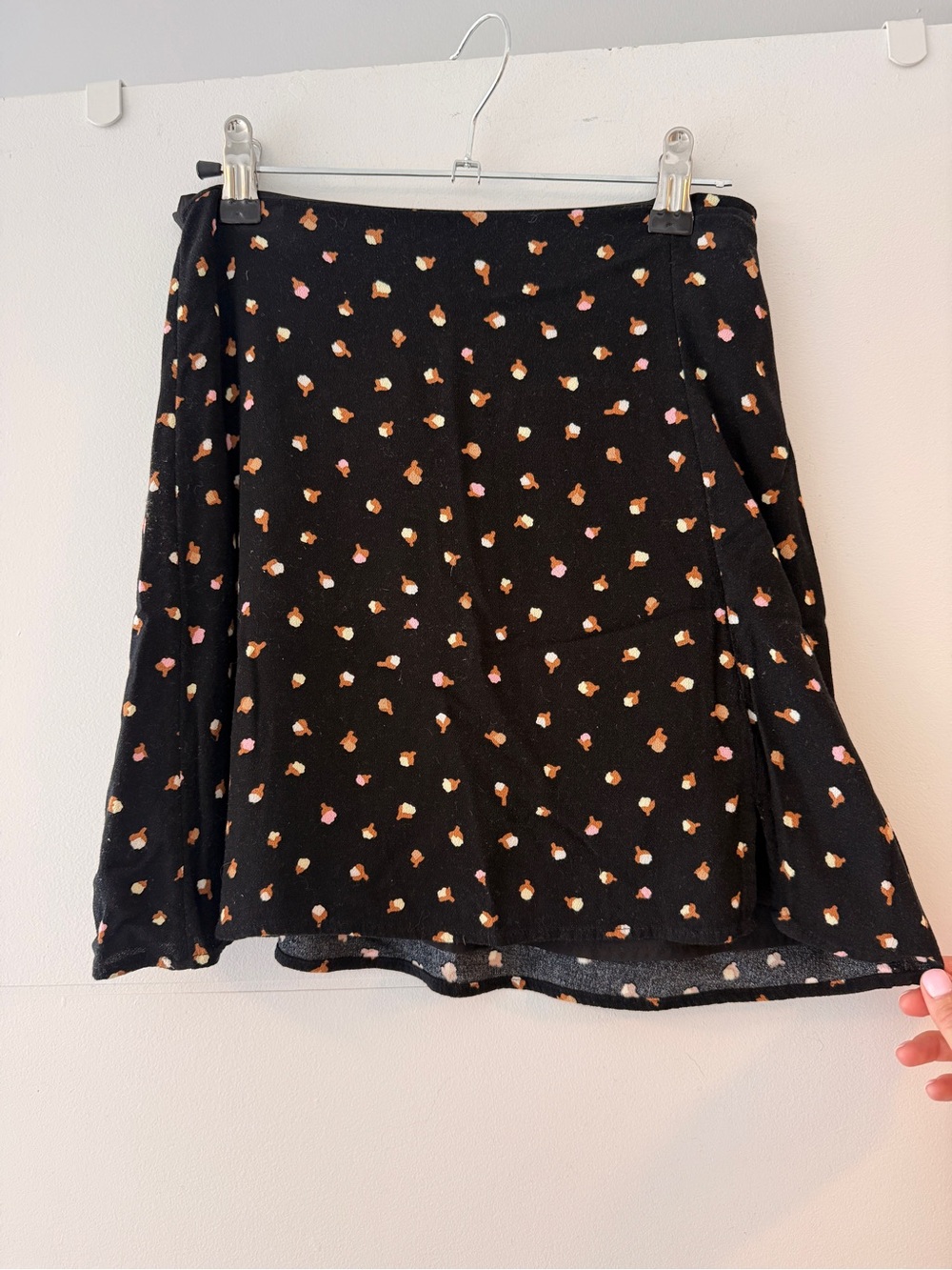 BP Black Floral Wrap-Style Mini Skirt Size XS
